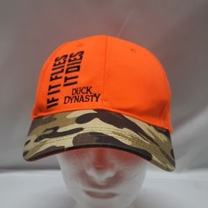A&E IF IT FLIES IT DIES Camo & Orange Duck Hunting Ball Cap, Duck Dynasty Hat